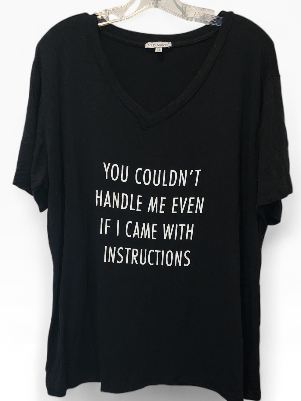 Mary Squared Black Graphic V-Neck Tee - "You Couldn't Handle Me"